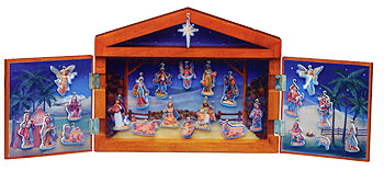 24 Piece Wood Advent Calendar Set w/Stable