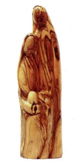Olive Wood Modern Holy Family Sculpture - 10 inches high