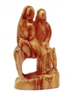 Olive Wood Flight To Egypt Sculpture - 6 inches