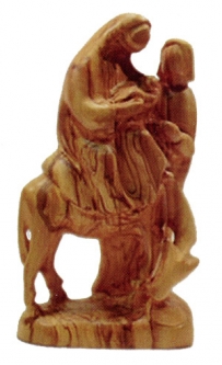 Olive Wood Flight To Egypt Sculpture - 10 inches high