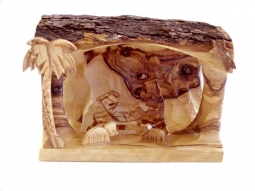 Olive Wood Bethlehem Cave Nativity-Small