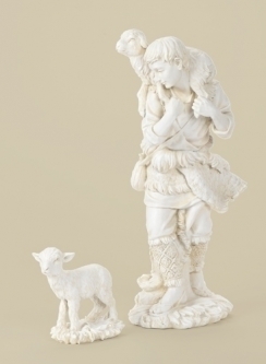 Joseph's Studio® Ivory 27 Inch Scale 2 Piece Shepherd and Lamb Figure