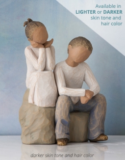 Willow Tree® Brother and Sister - Dark hair and skin version