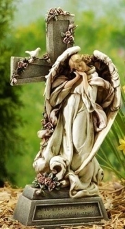 Joseph Studio 14.75 Inch Angel with Cross Memorial Garden Statuary
