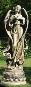 Joseph Studio 46.75 Inch Pedestal Angel with Dove Garden Statuary