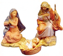 5 Inch Scale Holy Family - Set ( Crib Included ) by Fontanini