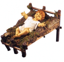 50 Inch Scale Gowned Infant Jesus w/Wood Manger by Fontanini