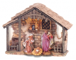 7.5 Inch Scale 3 Piece Lighted Nativity Set Italian Stable Fontanini