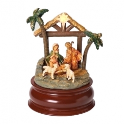 Holy Family Musical LED Star with Base by Fontanini