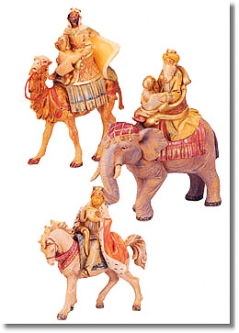 5 Inch Scale Three Kings on Animals (Set) by Fontanini