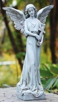 Joseph Studio 15 Inch Angel with Cross in Arms Garden Statuary