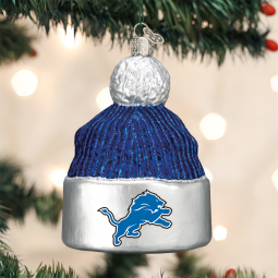 Old World Christmas® NFL Detroit Lion Football Beanie Glass Ornament