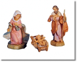 5 Inch Scale Holy Family - Set by Fontanini (Crib Included )